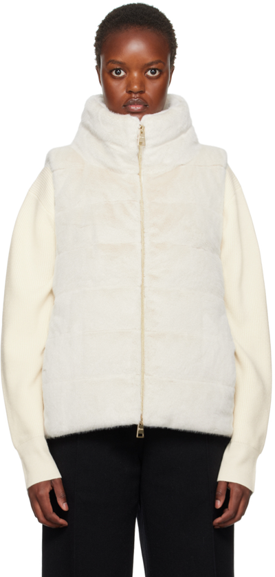 Herno Beige Lady Faux-fur Down Waistcoat In 1985 Chantilly