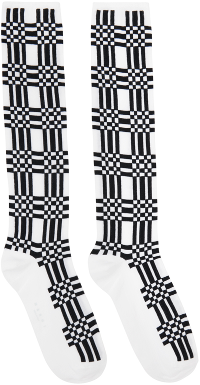 Marni Check-pattern Ankle Socks In White