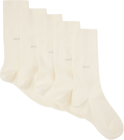 Cdlp Five-pack White Mid-length Socks