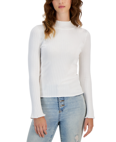 Hooked Up By Iot Juniors' Mini-cable-knit Mock Neck Sweater In Spiritual Vanilla