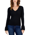 HOOKED UP BY IOT JUNIORS' V-NECK BELL-SLEEVE SWEATER
