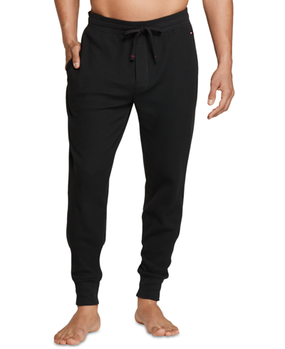 Tommy Hilfiger Men's Classic-fit Waffle-knit Pajama Joggers In Black