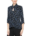 Alex Evenings Flower Printed Twinset With Hook Neck Closure Jacket In Dark Navy In Black Navy