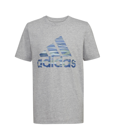 Adidas Originals Adidas Big Boys Short Sleeve Liquid Camo Logo T-shirt In Medium Gray Heather