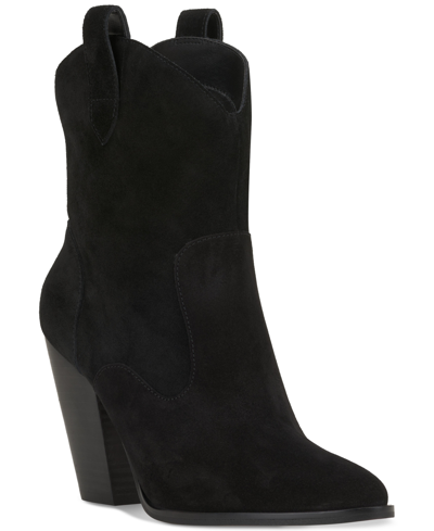 Jessica Simpson Women's Cissely Pull-on Embellished Cowboy Booties In Black Leather
