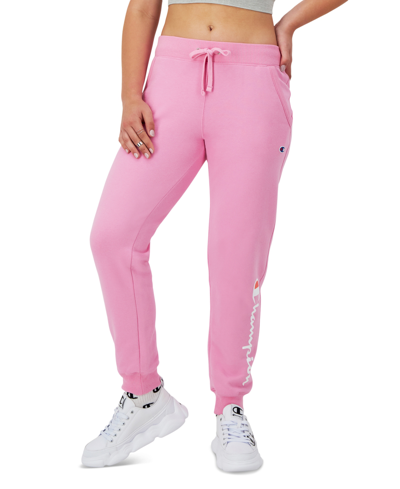 Champion Women's Drawstring Logo Sweatpant Fleece Jogger In Spirited Pink