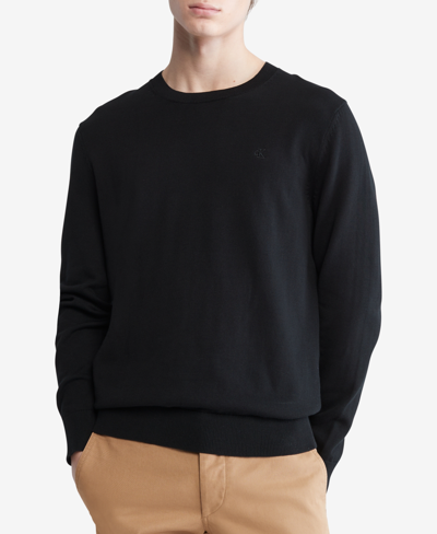 Calvin Klein Men's Extra Fine Merino Wool Blend Sweater In Black