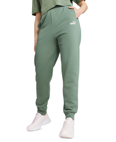 Puma Women's Embroidered-logo High-waist Fleece Sweatpant Jogger In Eucalyptus