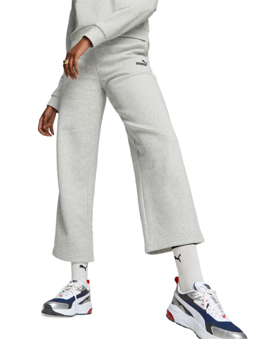 Puma Women's Active Essential Straight-leg Logo Pants In Light Gray Heather
