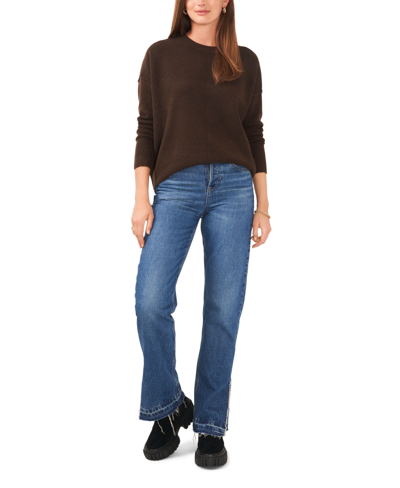 Vince Camuto Plus Size Crewneck Sweater In Chocolate