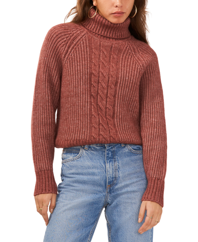 1.state Women's Turtleneck Back-cutout Raglan-sleeve Sweater In Terra Earth
