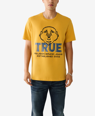 True Religion Men's Short Sleeve True Buddha Face T-shirt In Mineral Yellow