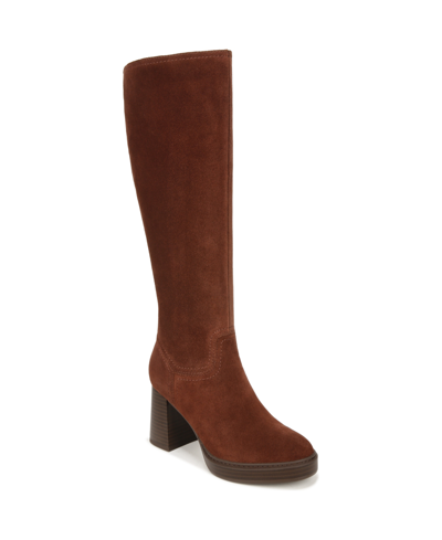 Naturalizer Ona High Shaft Platform Boots In Cappuccino Suede