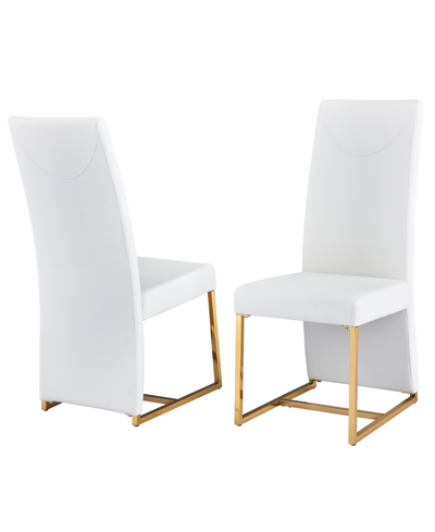 Best Master Furniture Padraig 40" Faux Leather Side Chairs, Set Of 2 In White