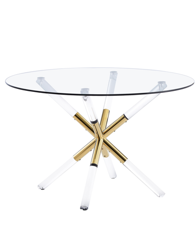 Best Master Furniture Dalton 32" Glass Round Dining Table In Gold