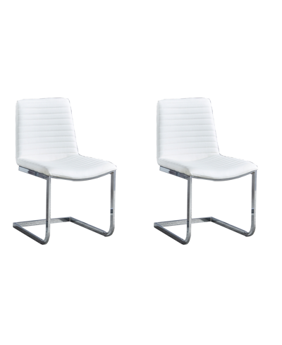 Best Master Furniture Blanca 34" Faux Leather Dining Chairs, Set Of 2 In White