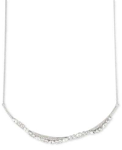 Givenchy Crystal Pave Frontal Necklace, 16" + 3" Extender In Silver