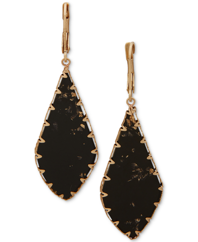 Lonna & Lilly Gold-tone Flat Color Stone Drop Earrings In Jet