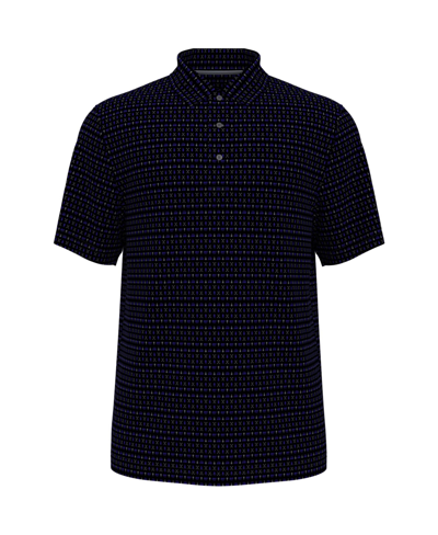Pga Tour Big Boys Short Sleeve Regimental Golf Print Polo Shirt In Caviar