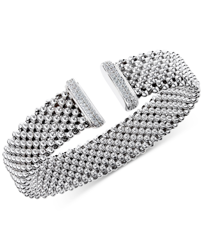 Macy's Diamond Ends Mesh Cuff Bracelet (1/2 Ct. T.w.) In Sterling Silver