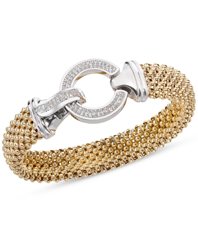 Macy's Diamond Circle Mesh Bangle Bracelet (5/8 Ct. T.w.) In Sterling Silver  Gold-plate
