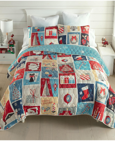 Donna Sharp Retro Christmas 2 Piece Reversible Quilt Set, Twin In Multi