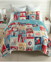 DONNA SHARP RETRO CHRISTMAS 3 PIECE REVERSIBLE QUILT SET, KING