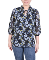 Shop Ny Collection Petite 3/4 Sleeve Chiffon Blouse In Black Lace Floral