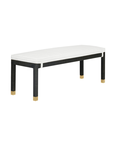 Tov Furniture 1 Piece Rattan Brass-capped Legs Bench In Charcoal