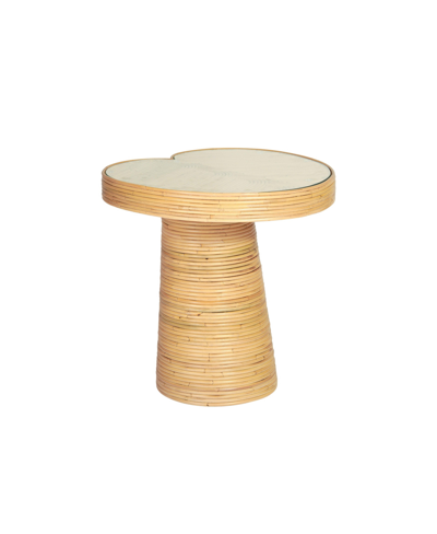 Tov Furniture 17.7" Rattan Lilypad Shaped Side Table In Natural