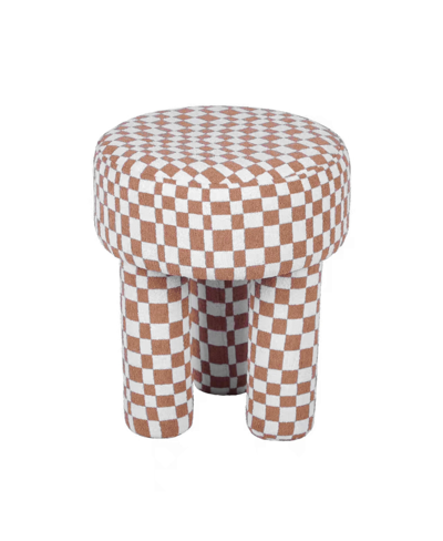 Tov Furniture 17" Checkered Boucle Upholstered Stool In Brown