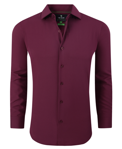 Tom Baine Men's Performance Stretch Solid Button Down Shirt In Burgundy