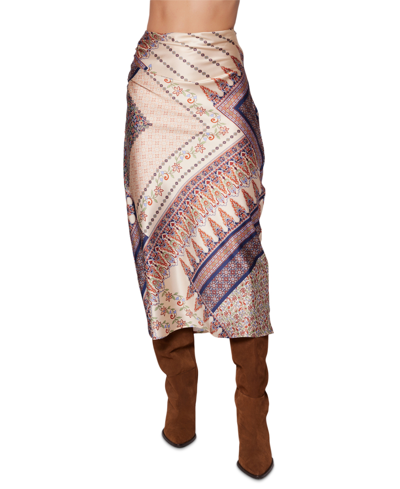 Lost + Wander Women's New Frontier Printed Midi Slip Skirt In Cream Multi Patchwork Print