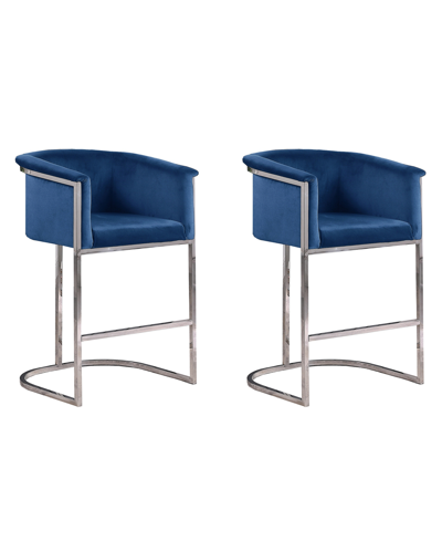 Best Master Furniture Lexie 36" Stainless Steel Base Bar Stools, Set Of 2 In Blue