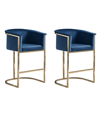 Best Master Furniture Lexie 36" Stainless Steel Base Bar Stools, Set Of 2 In Blue