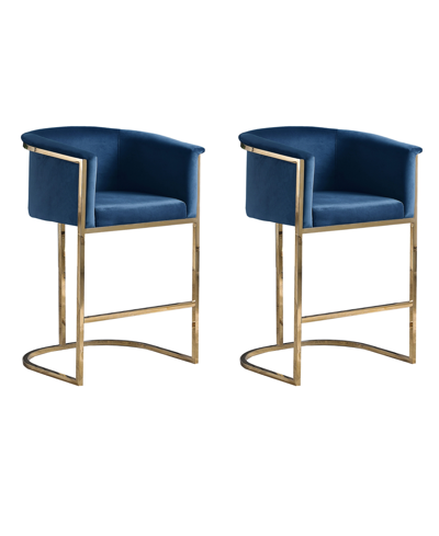 Best Master Furniture Lexie 36" Stainless Steel Base Bar Stools, Set Of 2 In Blue