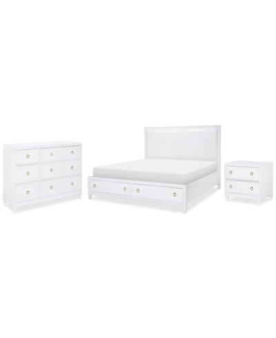Furniture Summerland 3pc Bedroom Set (queen Upholstered Storage Bed, Dresser, Nightstand) In White