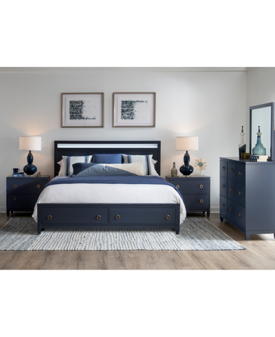 Furniture Summerland 3pc Bedroom Set (queen Panel Storage Bed, Dresser, Nightstand) In Blue
