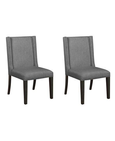 Best Master Furniture Mia 39" Linen With Nailhead Trim Upholstered Wood Parsons Chairs, Set Of 2 In Gray