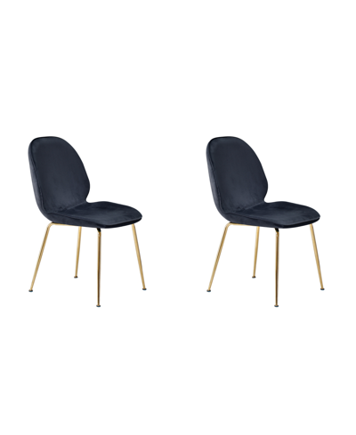 Best Master Furniture 34" Velvet Mid-century Upholstered Dining Side Chairs, Set Of 2 In Black