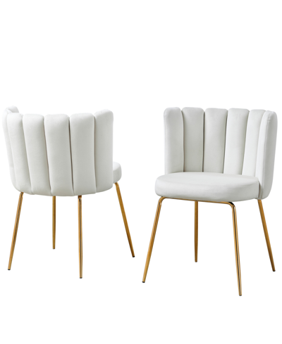 Best Master Furniture Elegante 32" Velvet Fabric Side Chairs, Set Of 2 In White