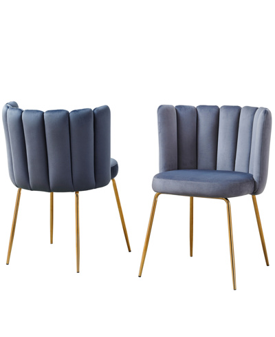 Best Master Furniture Elegante 32" Velvet Fabric Side Chairs, Set Of 2 In Gray
