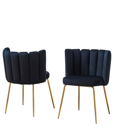 Best Master Furniture Elegante 32" Velvet Fabric Side Chairs, Set Of 2 In Black