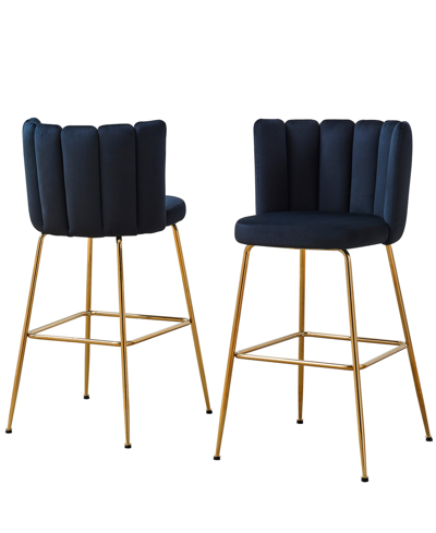 Best Master Furniture Elegante 41" Velvet Bar Stools, Set Of 2 In Black