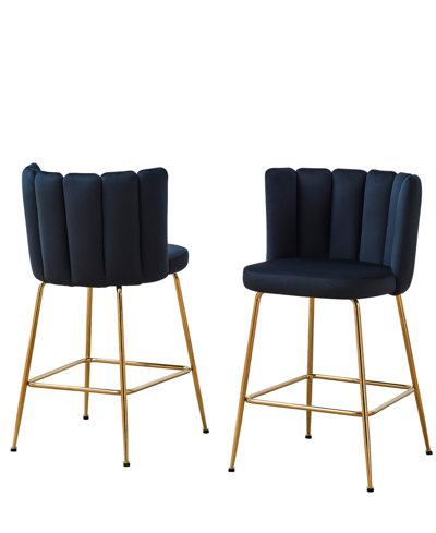 Best Master Furniture Elegante 37" Velvet Counter Height Stools, Set Of 2 In Black