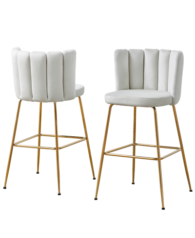 Best Master Furniture Elegante 41" Velvet Bar Stools, Set Of 2 In Beige