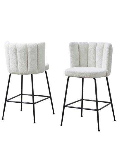 Best Master Furniture Elegante 37" Boucle Counter Height Stools, Set Of 2 In Cream
