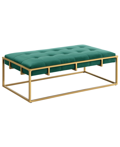 Best Master Furniture Amoria 16" Velvet Rectangle Ottoman In Green