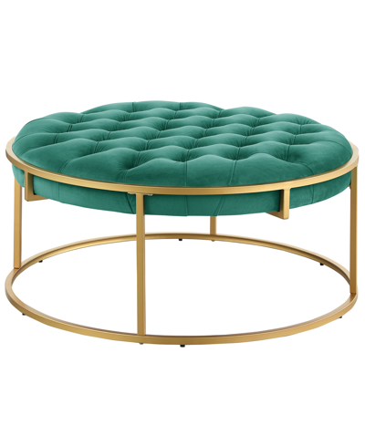 Best Master Furniture Amoria 18" Velvet Round Ottoman In Green