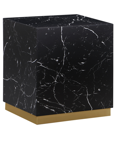 Best Master Furniture Zhuri 22" Faux Marble Square End Table In Black